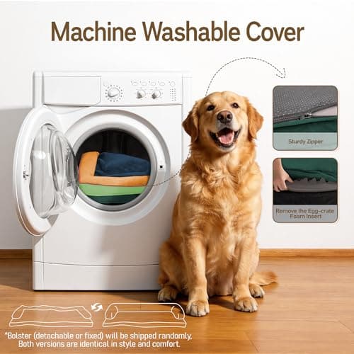 Comfort Expression Extra Large Dog Bed - XL Washable Orthopedic Ped Bed for Big Dog Waterproof Couch Memory Foam Sofa Bolster with Removable Cover - 42 x 30 - Thumbnail 5