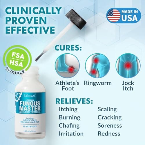 Ebanel Antifungal Cream Miconazole Athletes Foot Treatment, Cures Fungal Infection Leading to Nail Fungus, Jock Itch Cream with Undecylenic Acid, Tea Tree & Manuka Oil, Fast Itch Relief for Ringworm - Thumbnail 2