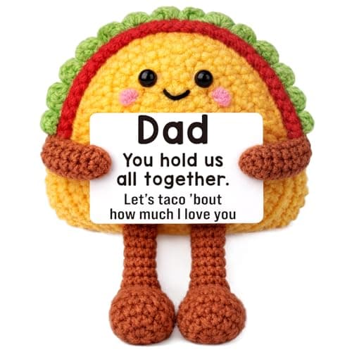 AVBODA Mini Fathers Day Dad Gifts for Men from Daughter Son Wife Positive Handmade Crochet Taco Birthday Gifts for Dads I Love You Dad Gift for Daddy Step Father in Law Husband Desk Decor Idea - Image 1
