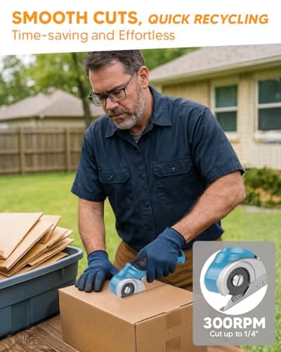 Cardboard Cutter Cordless Electric Scissors - Fathers Day Dad Gifts from Daughter Son, Electric Box Cutter for Cardboard Recycling, Rotary Blade Heavy Duty Carpet Cutting Tools Easter Basket Stuffers - Thumbnail 2