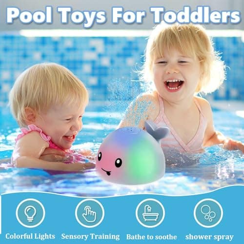 Bath Toys for Kids Ages 1-3 - Valentines Day Gifts for Kids,1 2 3 Year Boys Girls Gifts,Easter Basket Stuffers, Light Up Whale Bath Toy Sprinkler, Toddler Bathtub Pool Water Table Toys, Baby Gift - Thumbnail 3