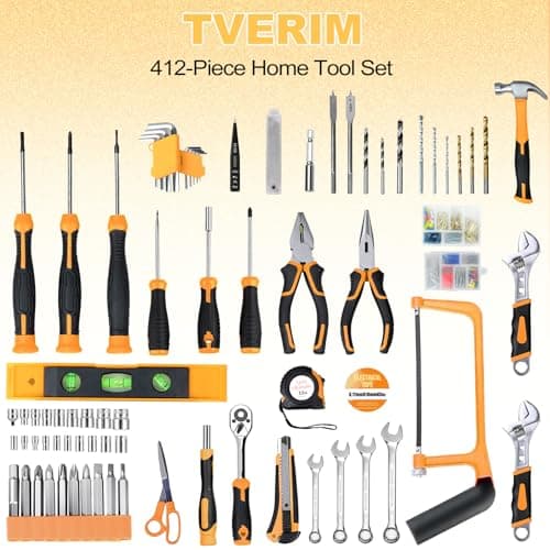 Tool Set- 412 Piece Home Repair/Auto Tool Kit, Storage Organizer with Drawers, Toolbox Storage Case for Women & Men, Perfect for Homeowner, Diyer, Handyman, DIY- Yellow - Thumbnail 2