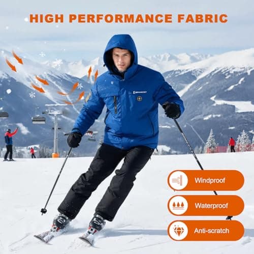 Brimekey Heated Jackets for Men with Fleece Lining, 20000mAh 7.4V Battery Pack Men's Heated Coat, 6 Heating Zones Windproof Waterproof Electric Hoodie Jacket Skiing Hunting - Thumbnail 5
