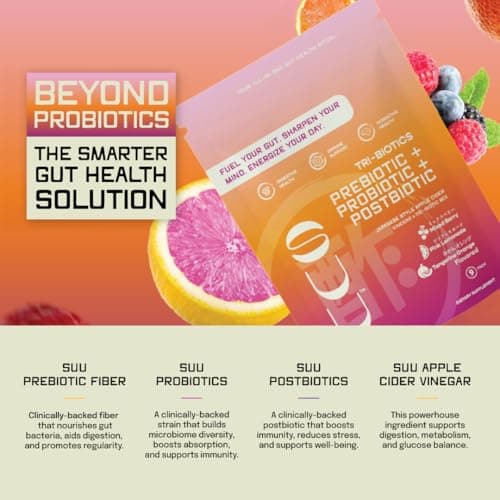 SUU Tribiotics - Prebiotic & Probiotic Drink Mix Packets for Gut Health & Digestive Health | Cutting Mix, Daily Probiotic & Immunity Supplement with Energy Support | 9 Pack Variety - Thumbnail 3