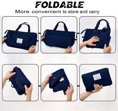 Large Capacity Foldable Travel Bag, Sports Shoulder Bag, Duffel Bag with Wet and Dry Separation, Oxford Fabric, Royal Blue - Thumbnail 5