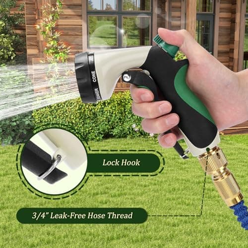 MORROWIND Garden Hose Nozzle, Heavy Duty Metal Water Nozzle with 8 Adjustable Spray Patterns, High Pressure Ergonomic Flow Control for Watering Plants, Lawns, Washing Cars, Pets, Black with Green - Thumbnail 2