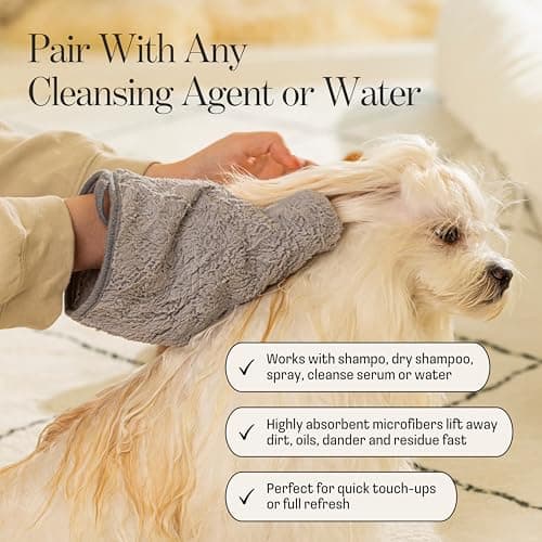 Muddi Mitt Microfiber Reusable Pet Wipes Grooming Towel Glove | Machine-Washable, Soft, Double-Sided Bath Mitt Replaces Wipes | Dirt Odor Removal | Gentle Paw Coat Cleaner | Dogs & Cats (A Pair) - Thumbnail 4