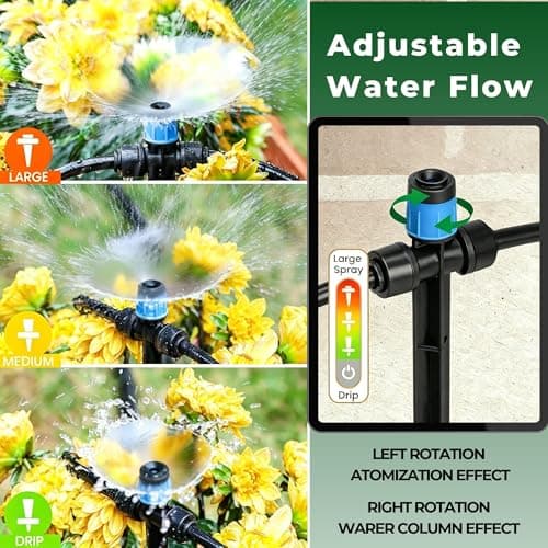 120FT Drip Irrigation System for Garden: Quick Connect 1/4" PE Tubing 18Pcs Automatic Water Sprinkler Kit Adjustable Misting Part Watering Hose, Outdoor Raised Bed Plants Flower Yard Greenhouse - Thumbnail 5