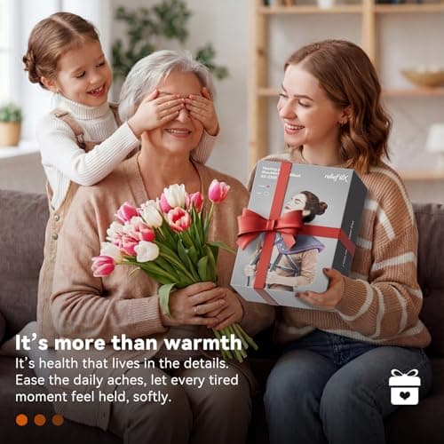 reliefRX Mothers Day Gifts Snug-Fit Heating Pad for Neck,Shoulders & Back - 4-Strap Ultra Secure Fit, CoreMatrix™ Rapid Heating, Pain Relief, Soft Washable Fabric, 6 Heat, 4 Timers- Gray - Thumbnail 6