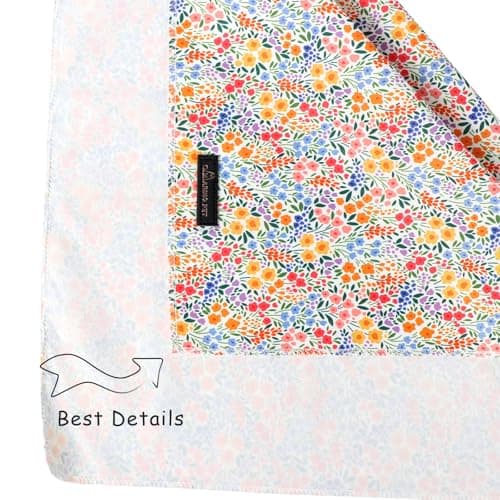ARING PET Girl Dog Bandana, Spring Summer Daisy Floral Pet Bandana Scarf Triangle Bibs for Puppy Small Medium Large Dogs-L - Thumbnail 3