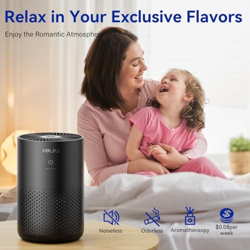 Air Purifiers for Home Bedroom,KQLKJ H13 True HEPA Air Purifier with Fragrance Sponge for Better Sleep, Pollen, Smoke, Dusts, Pets Dander, Odor, Small Air purifier for Office,Dorm Room(Black) - Thumbnail 4