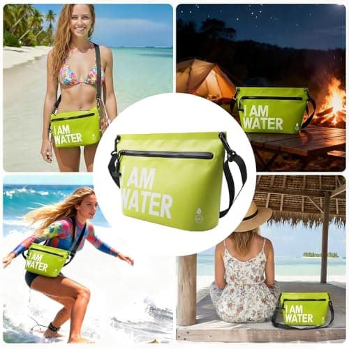 UOEPOWA Dry Bag, Waterproof Shoulder Bag 10.2x7.9x4.3 inches IPX8-rated, with Removable and Adjustable Shoulder Strap. Holds Phone, Wallet, and More. Ideal for Swimming, Diving, and Camping（Pea green） - Thumbnail 6