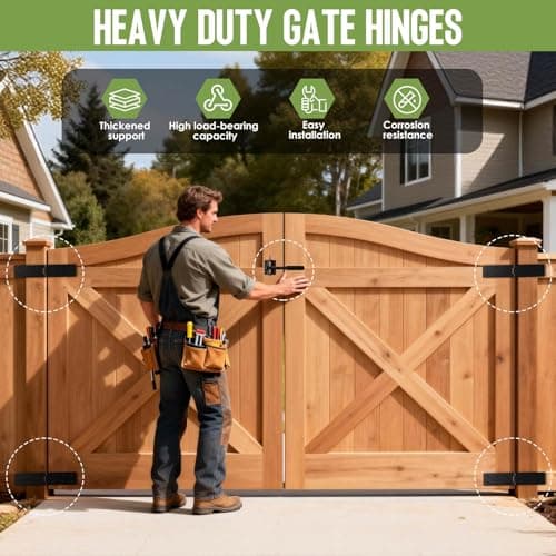 Mdkave Heavy Duty Gate Hinges,270° Solid Double Layer Folding Butt Hinges with Electroplating for Heavy Plywood, Backyard Wood Gates and Fence(2 Pack) - Thumbnail 5