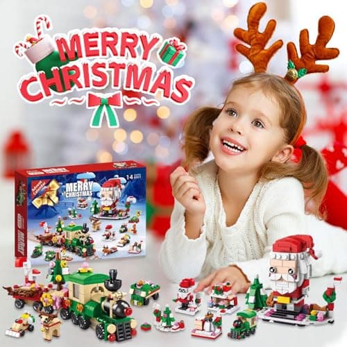2025 Christmas Advent Calendar, 6 IN 1 Santa Claus Train Building Blocks, 12 Days Countdown Calendar Toy for Kids, Christmas Building Toys Party Favors, Kids Christma Gifts for Boys & Girls - Thumbnail 3