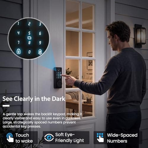 Smart Lock with Handles, Biquole Fingerprint Door Lock App Control - Thumbnail 6