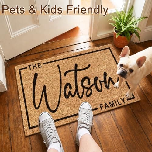 Fincekoom Personalized Natural Coco Coir Door Mat with Heavy Duty Backing Custom Non-Slip Front Door Welcome Mats for Outside Entrance or Porch Entry Housewarming Gift for Home Decor - Thumbnail 6
