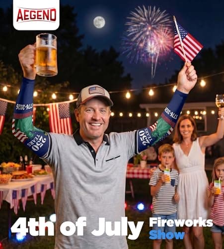 Aegend Arm Sleeves for Men Father's Day July 4th,1776-2026 250 American Flag Arm Sleeves for Baseball Football Basketball (America 03) - Thumbnail 3