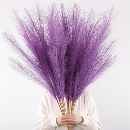 Acfruits 12 Pcs Lavender Purple Faux Pampas Grass Decor 38"/3.1FT Tall Fake Pompas Floral Large Artificial Pompous Grass Branches Plants for Floor Vase Filler Home Boho Decoration
