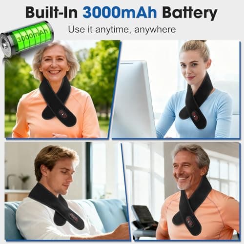 Cordless Neck Heating Pad for Pain, Neck Massager with 660nm 850nm Red Light, Neck Heating Pad for Pain Electric, Heated Neck Brace Wrap for Soreness Stiffness Pain Relief - Thumbnail 4