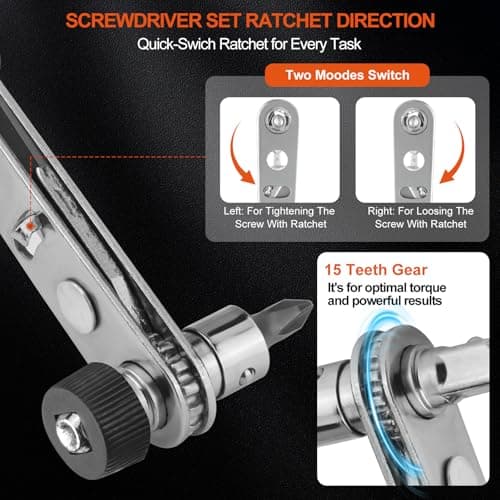 24 in 1 Magnetic Ratchet Screwdriver Set,Magnetic Screwdriver CR-V Steel Multi Bit Metric Sockets 1/4” Extension Bar,Quick-Switch Ratchet Portable Compact Repair Tool Kit for Home,DIY,Bike,Furniture - Thumbnail 5