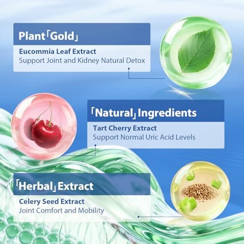 PureBotan Natural Purge Uric Acid Flush, Support Uric Acid Cleanse and Balance, Joints and Mobility, Tart Cherry, Celery Seed and Eucommia Leaf Extract, Feet and Joint Support Supplement, 60 Capsules - Thumbnail 2