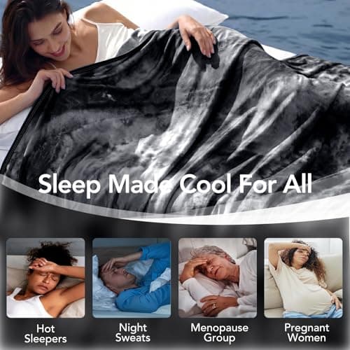 Topcee Cooling Blanket (90"x104"King Size) for Hot Sleepers,Absorbs Heat to Keep Body Cool for Night Sweats,100% Oeko-Tex Certified Cool Fiber,Breathable,Comfortable, Hypo-Allergenic, All-Season. - Thumbnail 4