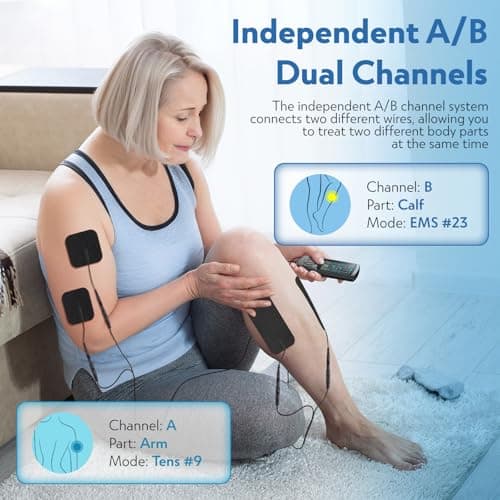 3-in-1 TENS Unit Muscle Stimulator with Color Display - Dual Channel EMS Machine, 28 Therapy Modes,40 Intensity Levels,8 Electrode Pads & EVA Case for Effective Pain Relief - Thumbnail 4