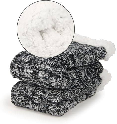 BenSorts Mens Fuzzy Slipper Socks with Grippers Cozy Warm House Indoor Cabin Socks Christmas Gift Stocking Stuffers 2 Packs Blue and Multicolor - Thumbnail 3