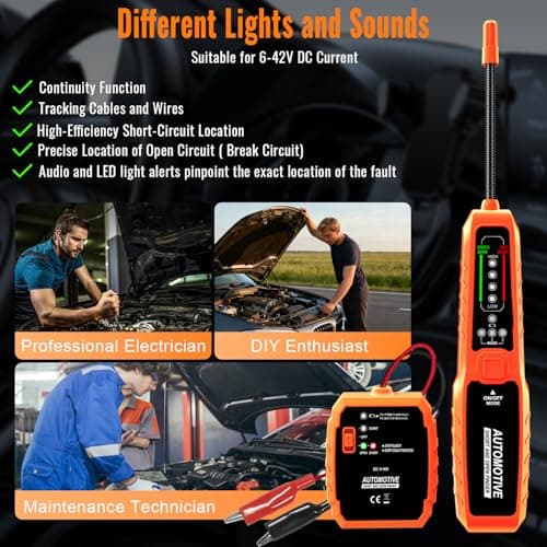 ATDIAG Automotive Wire Tracer & Electrical Tester – Open & Short Finder Tool, Circuit Breaker Tester, Fault Probe & Cable Tracker with Indicator Light DC 6-42V - Thumbnail 2