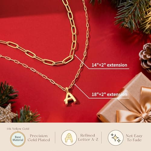 adoyi Gold Heart Initial Necklaces for Women Hers Dainty 14K Gold Plated Heart Layered Letter M Pendant Necklace Stack Jewelry Birthday Valentines Gifts for Women Mom and Wife - Thumbnail 5