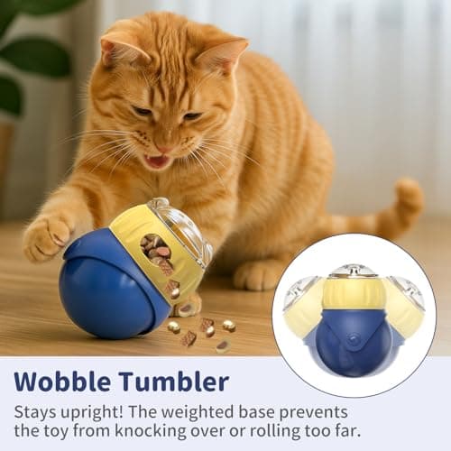 JoyBruko Interactive Cat Toys Treat Puzzle - for Indoor Cats Weight Loss Wobble Tumbler Feeder Food Dispenser, Fun Sliding Rolling, Enrichment Portion Control Slow Feeder for Kittens & Adult Cats - Thumbnail 2