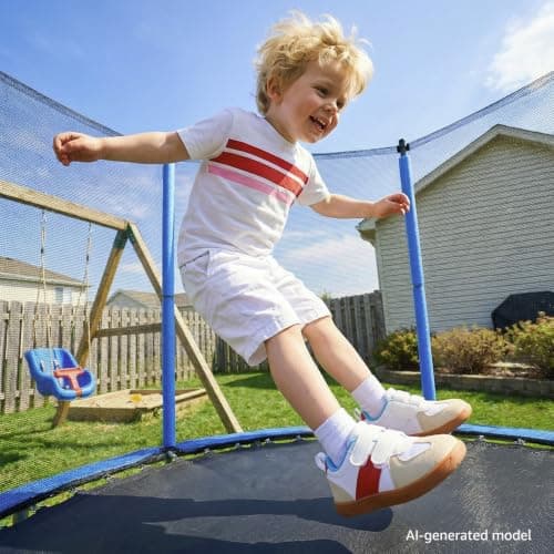 WIDE TOE BOX Toddler Shoes Boys Girls Sneakers Zero Drop Wide Barefoot Shoes Lightweight First Walking Tennis Shoe for Preschool School Daycare Classic Blue Red Toddler Size 6 - Thumbnail 2