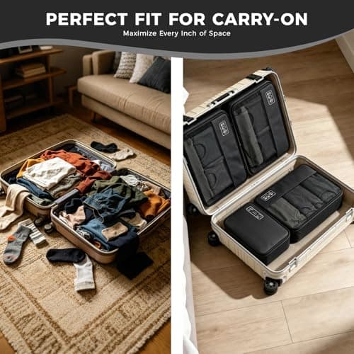 Idcymoul 8-Piece Compression Packing Cubes for Travel, Ultralight Sleek Luggage Organizer Set for Business Trips & Frequent Travelers, Space Saving for Carry-On & Suitcase - Black - Thumbnail 5