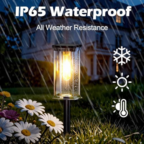 MAOKOT 12 Pack Solar Lights Outdoor,Solar Pathway Lights Waterproof GardenLight, Solar Lights Pathways LED Landscape Lighting for Walkway, Driveway, Path, Yard, Patio Decor, Warm White - Thumbnail 6