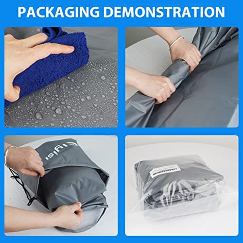 Kayak Cover Canoe Accessories, 13-15FT Waterproof Boat Tarp Shade Outdoor Oxford Storage Marine Cockpit Dust Cover UV Protection Ultra Strong Sunblock Shield for Fishing Boat Kayak Canoe (Gray) - Thumbnail 6