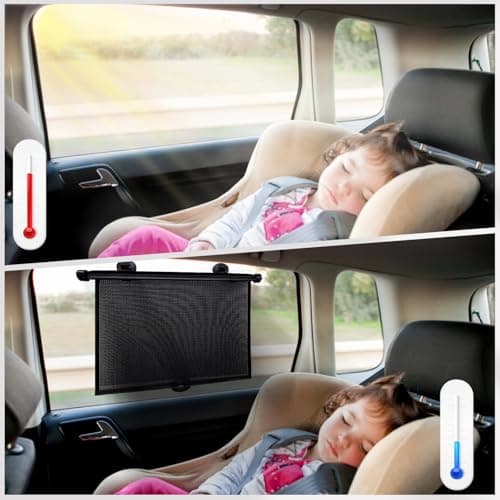 PLTCAT 2 Pack Car Sun Shade Side Window for Baby, Roller Vehicle Shades Sun Protection Shade for Car Side Window (Standard-16''x18'') - Thumbnail 5