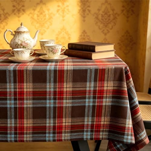 UWWGKK Red Plaid Tablecloth for Spring, Table Cloth Rectangle Table with Wipeable,Tablecloths for Dining Room,Kitchen,Party,Home Decor - Thumbnail 2