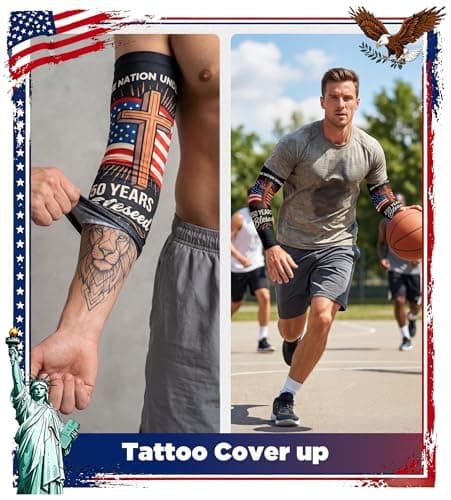 Aegend Arm Sleeves for Men Father's Day July 4th,1776-2026 250 American Flag Arm Sleeves for Baseball Football Basketball (America 02) - Thumbnail 5