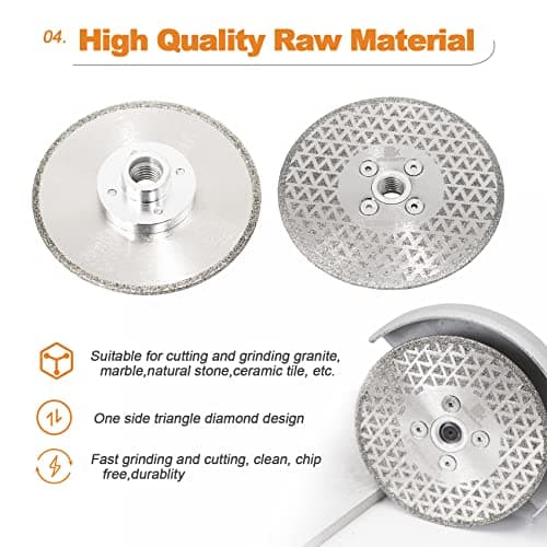 Electroplated Diamond Cutting Grinding Disc,BRSCHNITT 5 Inch 125mm for Granite Marble Single Side Coated Diamond Grinding Wheel with 5/8-11 Flange Angle Grinder Saw Blade - Thumbnail 5