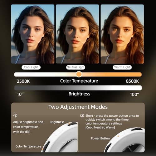 Flymile Magnetic Selfie Light for iPhone, LED Fill Ring Light for MagSafe with Adjustable, Compatible with Smartphone, for Selfies/Photography/TikTok/Video Conference, Portable & Rechargeable, White - Thumbnail 4
