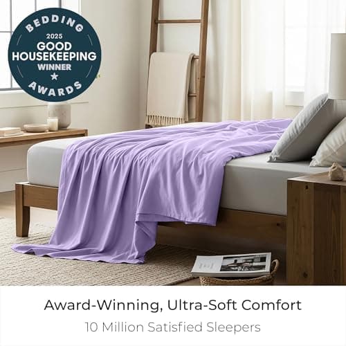 Mellanni Twin Size Flat Sheet - Iconic Collection Bedding - Hotel Luxury, Extra Soft, Cooling - Wrinkle, Fade, Stain Resistant - 1 Flat Sheet Only (Twin, Violet) - Thumbnail 3