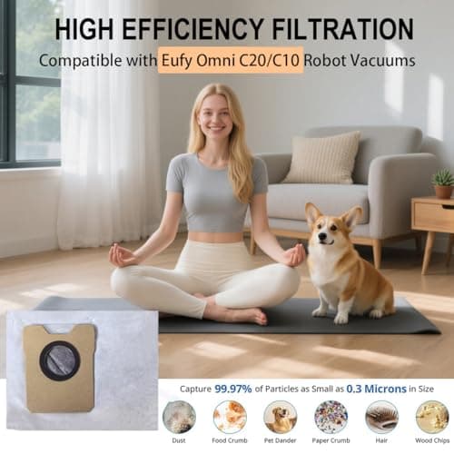 12 Pack Replacement Dust Bags compatible with Eufy Omni C20 C10 Robot Vacuum, Vacuum Bags for Eufy 3.9L Large Capacity Dust Bags - Thumbnail 3