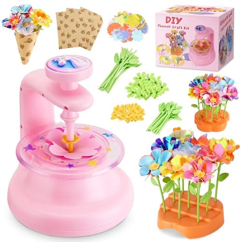 Hamdol DIY Flower Bouquet Craft Kit for Girls Ages 4-8, Creative Fabric Flower Making Set, Educational STEM Toy for Kids 5 6 7 8, Preschool Arts & Crafts Birthday or Valentine Gift for Boys and Girls - Image 1