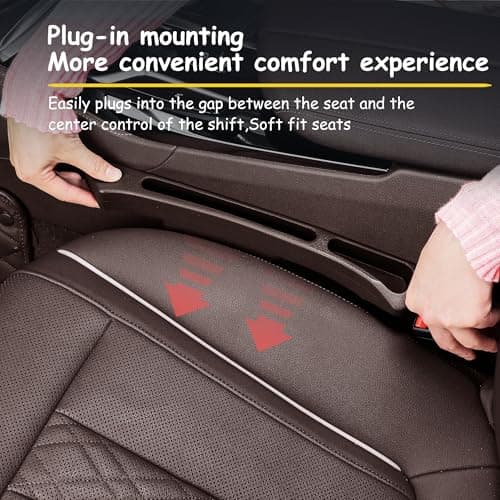 GPKJQZS Car Seat Gap Filler Organizer with Dual Slots, 2 Pack Anti-Drop Storage Solution for Car SUV Truck - Prevents Phone, Keys, Wallet from Falling Between Seats (Brown) - Thumbnail 2