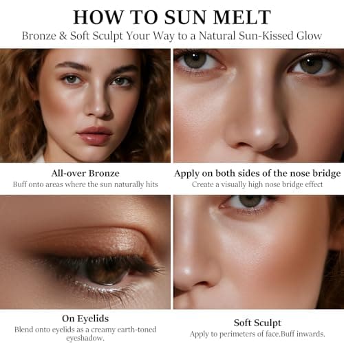 HECI BEAUTY Cream Bronzer with Brush, Creamy & Highly Pigmented Formula, Blendable Cream Contour Makeup with a Natural, Matte Finish - Buildable Formula for Shimmer-Free, Medium tan, 0.7 Oz - Thumbnail 6