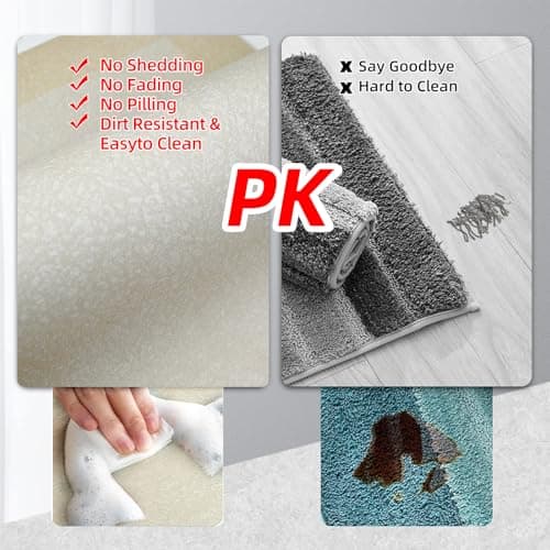Large Bath Mat Rug, Rubber Non Slip Bath Mat Super Absorbent Quick Dry Bathroom Floor Mat Thin Bathroom Rugs Fit Under Door-Shower Rug for in Front of Bathtub Shower,Beige, Easy to clean, 23.6"x35.4" - Thumbnail 5