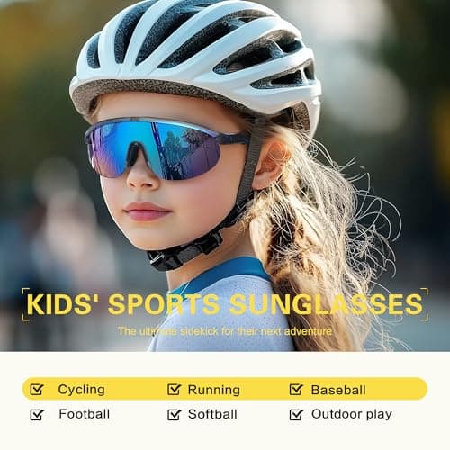 suoso Kids Baseball Sunglasses for Girls: Boys UV400 Protection for Youth Children Age 3-9 Cycling Football Sports Glasses - Thumbnail 6