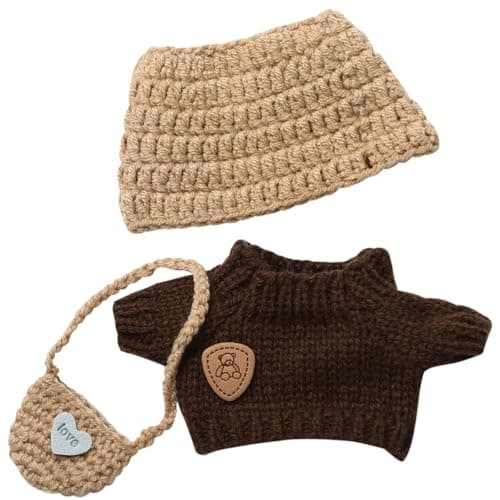 Clothes for Blind Box Dolls, Premium 3-Piece Handcrafted Crochet Doll Clothes Suitable for 15-17CM Plush Blind Box Doll Accessories Set Outfit (Knitwear) - Thumbnail 2