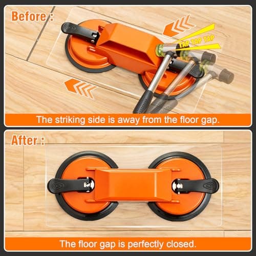Floor Gap Fixer Tool, Dual 45°Striking Surface Floor Gap Repair Tool, Heavy Duty Suction Cup Plank Grabber with Acrylic Sticky Pads & Hammer for Laminate Vinyl Flooring - Thumbnail 2