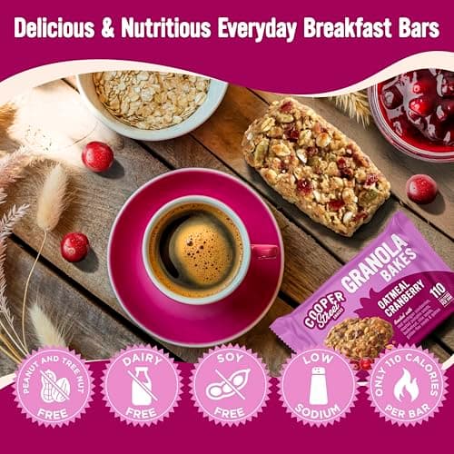 Cooper Street Oatmeal Cranberry Granola Bakes (12 pack) - Individually Wrapped Soft and Chewy Breakfast Granola Bars - Nut, Dairy & Soy Free - Great As Kids Snacks For School, Hiking Or Lunchbreak - Thumbnail 4